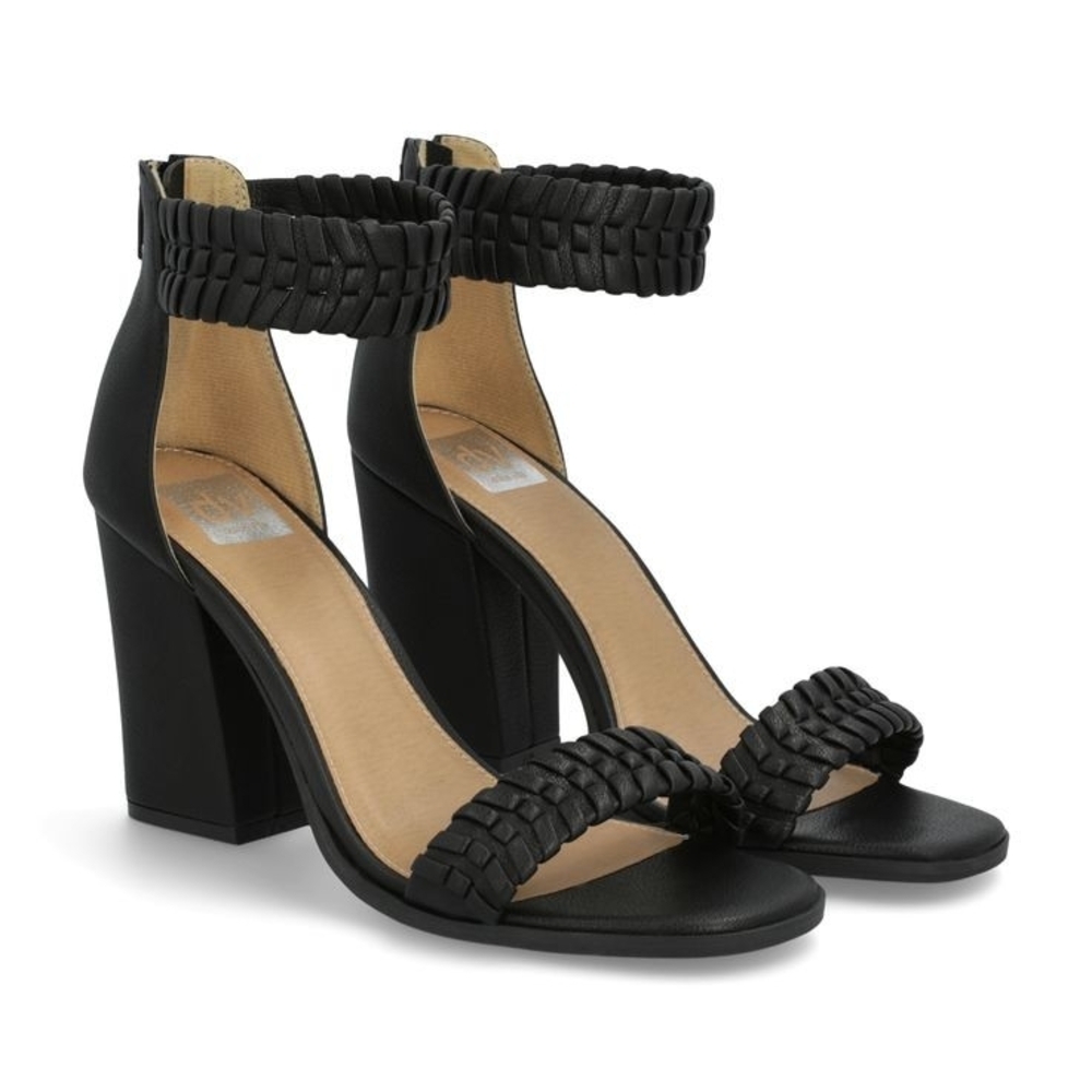 Black Braided Strap Women's Heels